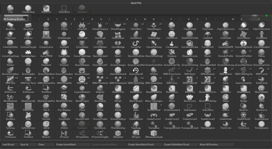 The default brush selection The default brush selection